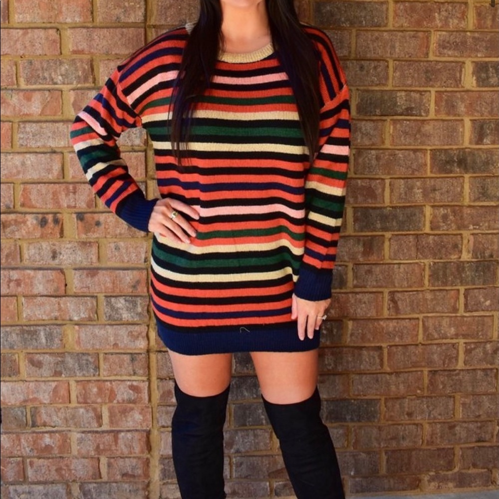 Retro striped sweater dress/top